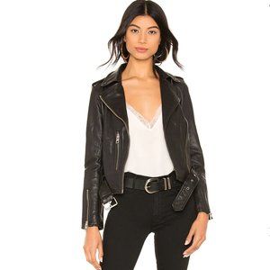 AllSaints Balfern Biker Jacket, Black Leather Size 6 - only worn once!